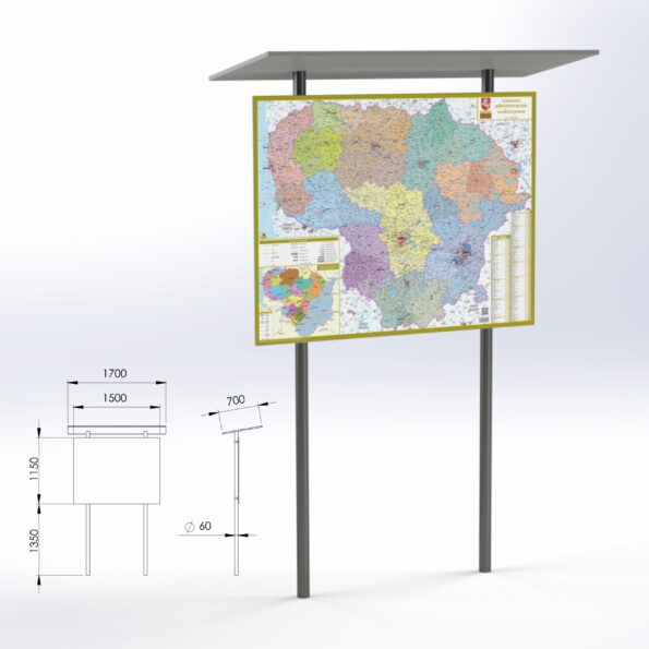 Metalinis stendas su stogeliu 1500x1150 mm
