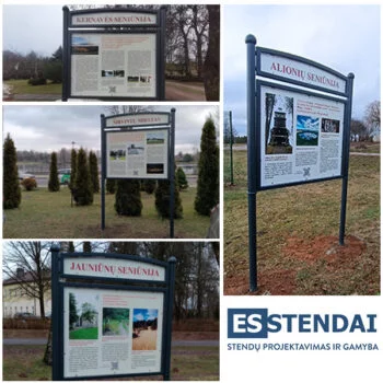 Metalinis stendas parkams su papildoma info juosta