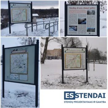 Metalinis stendas parkams su dekoro papuošimais