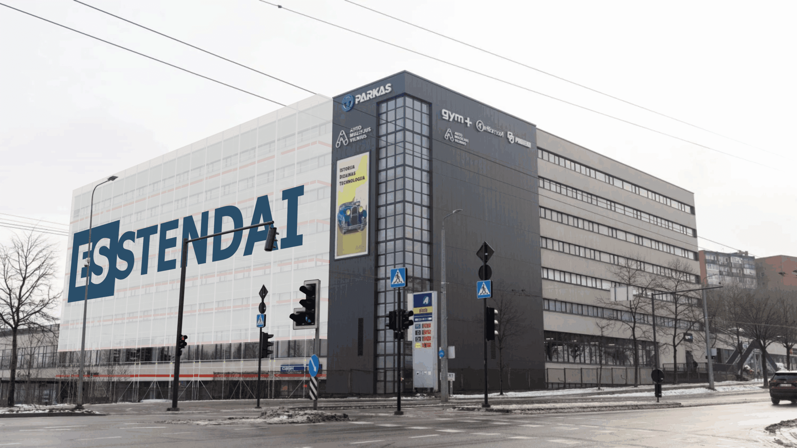 2. Horizontalus Centruotas Logotipo Išdėstymas pastoliu tinklas